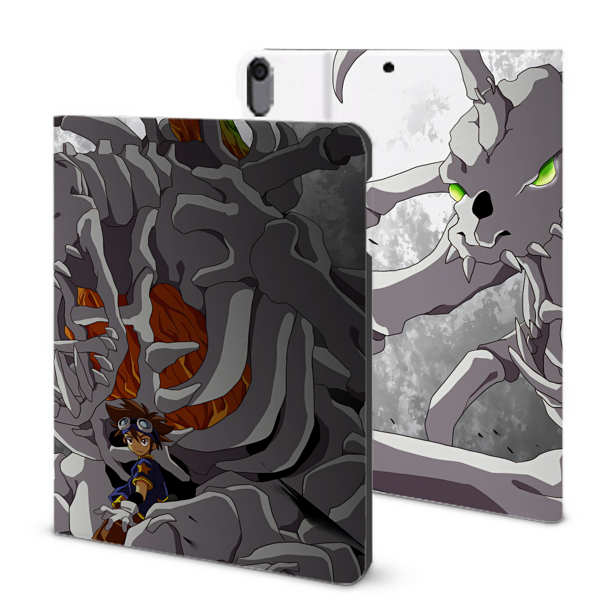 （画像用） Digimon デジタルモンスター/デジモン IPad ケース ブック型 PUレザー TPU 耐衝撃 軽量 薄型 ペン収納なし 全面保護 IPad 各モデル対応